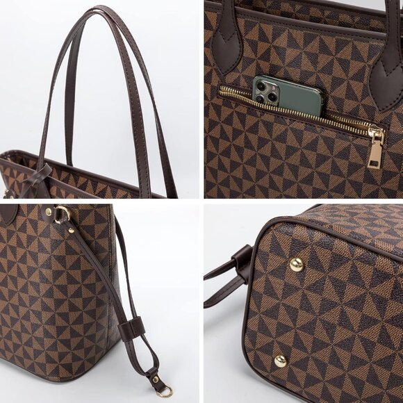 Handbags for Women Leather Top Handle Satchel Shoulder Bags with Small Wallet - Picture 4 of 7